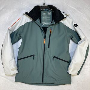 O'Neill Diabase 10K Insulated Hooded Snowboard Ski Jacket Green/White(Tan) MED